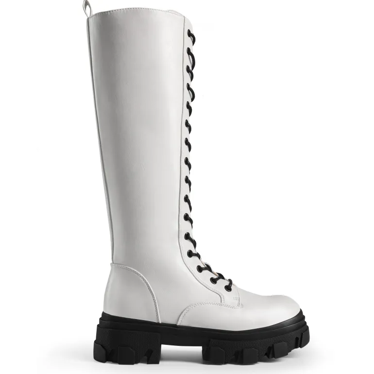 Lace Up Knee High Boots