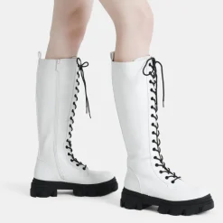 Lace Up Knee High Boots