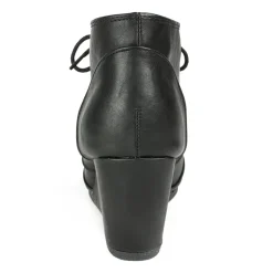 Lace Up Low Wedge Heel Ankle Boots