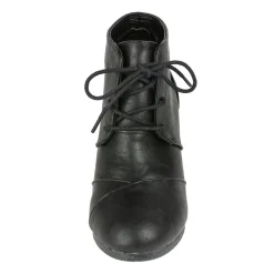 Lace Up Low Wedge Heel Ankle Boots