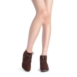 Lace Up Low Wedge Heel Ankle Boots