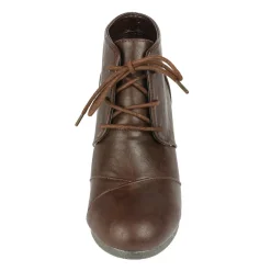 Lace Up Low Wedge Heel Ankle Boots