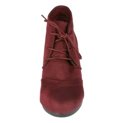 Lace Up Low Wedge Heel Ankle Boots