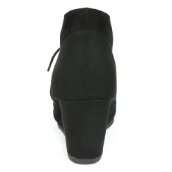 Lace Up Low Wedge Heel Ankle Boots