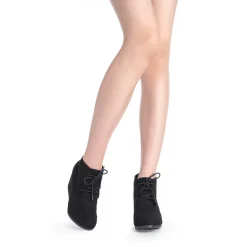 Lace Up Low Wedge Heel Ankle Boots