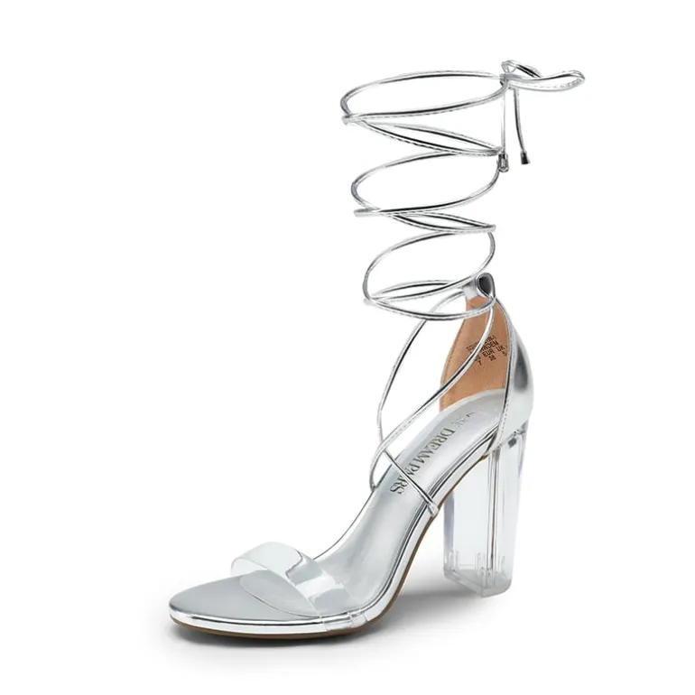 Lace Up Transparent Heel Sandals