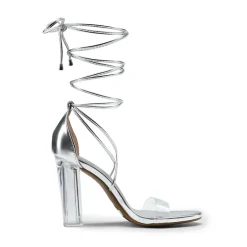 Lace Up Transparent Heel Sandals