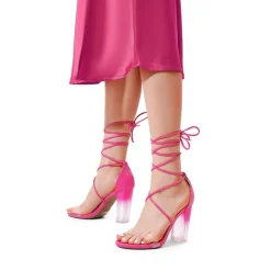 Lace Up Transparent Heel Sandals