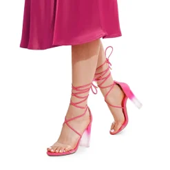 Lace Up Transparent Heel Sandals