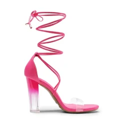 Lace Up Transparent Heel Sandals