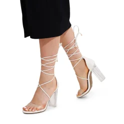 Lace Up Transparent Heel Sandals