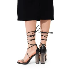 Lace Up Transparent Heel Sandals