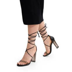 Lace Up Transparent Heel Sandals