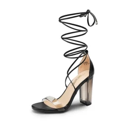 Lace Up Transparent Heel Sandals