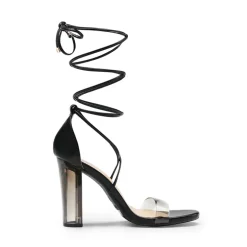 Lace Up Transparent Heel Sandals