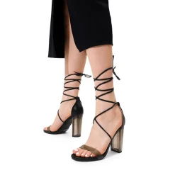 Lace Up Transparent Heel Sandals