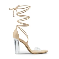 Lace Up Transparent Heel Sandals