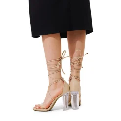 Lace Up Transparent Heel Sandals