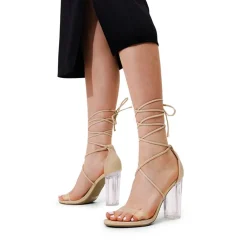 Lace Up Transparent Heel Sandals