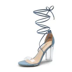 Lace Up Transparent Heel Sandals
