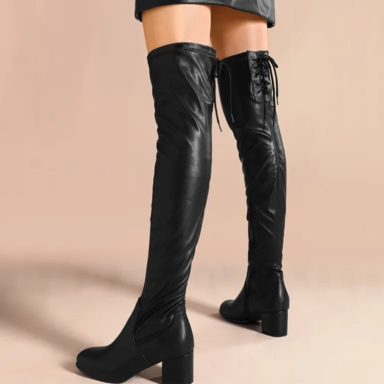 Laurence Chunky Heel Thigh High Boots