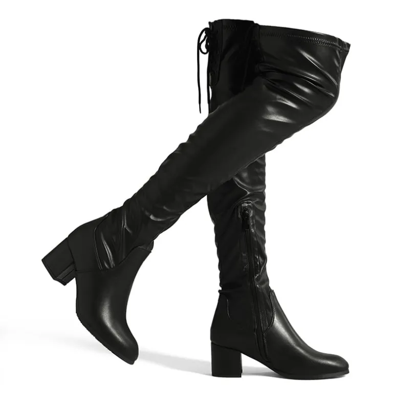 Laurence Chunky Heel Thigh High Boots