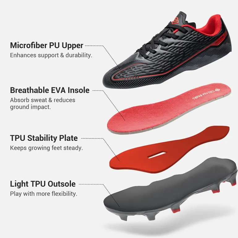 Lightweight Three-Zone Stud Kids' Soccer Cleats for Boys & Girls