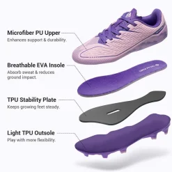 Lightweight Three-Zone Stud Kids' Soccer Cleats for Boys & Girls
