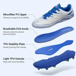 Lightweight Three-Zone Stud Kids' Soccer Cleats for Boys & Girls