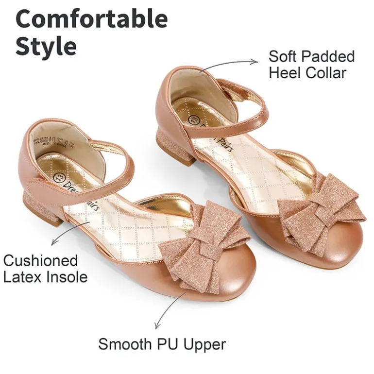 Low Heel Bow Ankle Strap Sandals