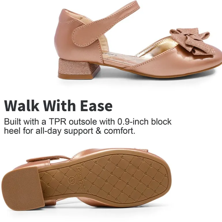 Low Heel Bow Ankle Strap Sandals