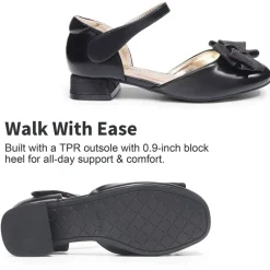 Low Heel Bow Ankle Strap Sandals