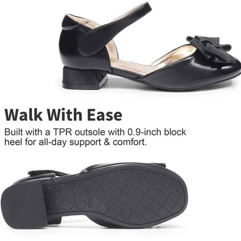 Low Heel Bow Ankle Strap Sandals
