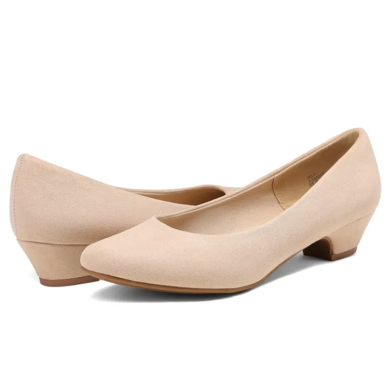 Low Heel Chunky Pump Shoes