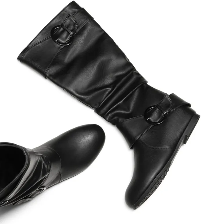 Low Heel Knee High Boots