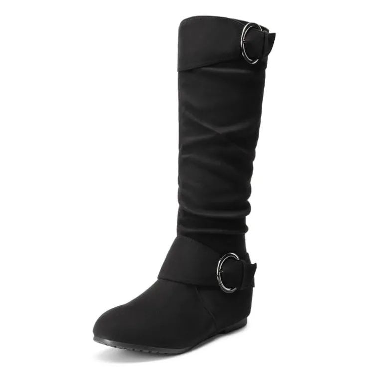 Low Heel Knee High Boots
