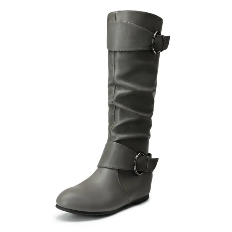 Low Heel Knee High Boots
