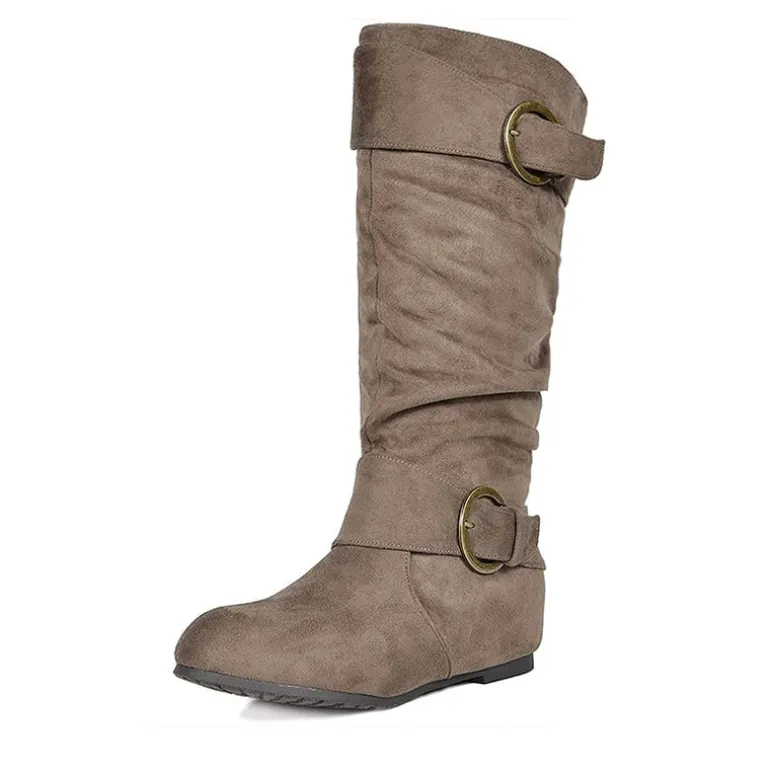 Low Heel Knee High Boots