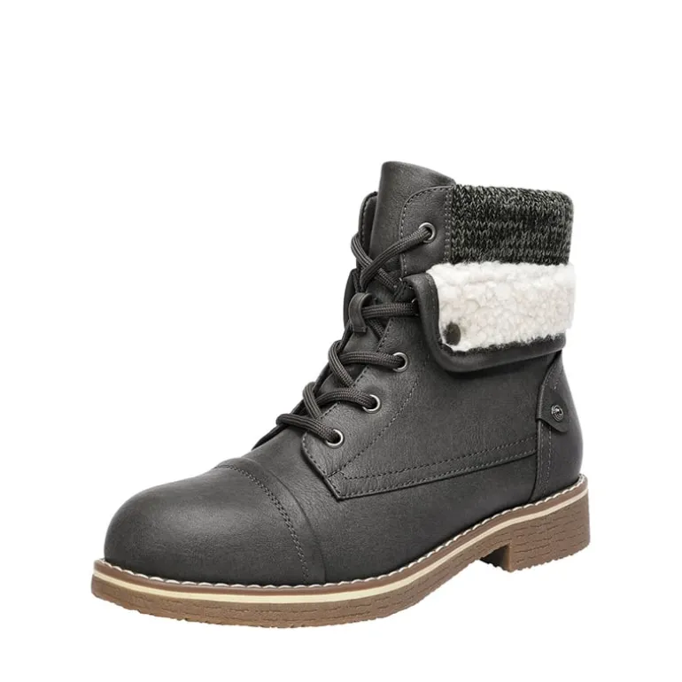 Low Heel Lace Up Ankle Boots