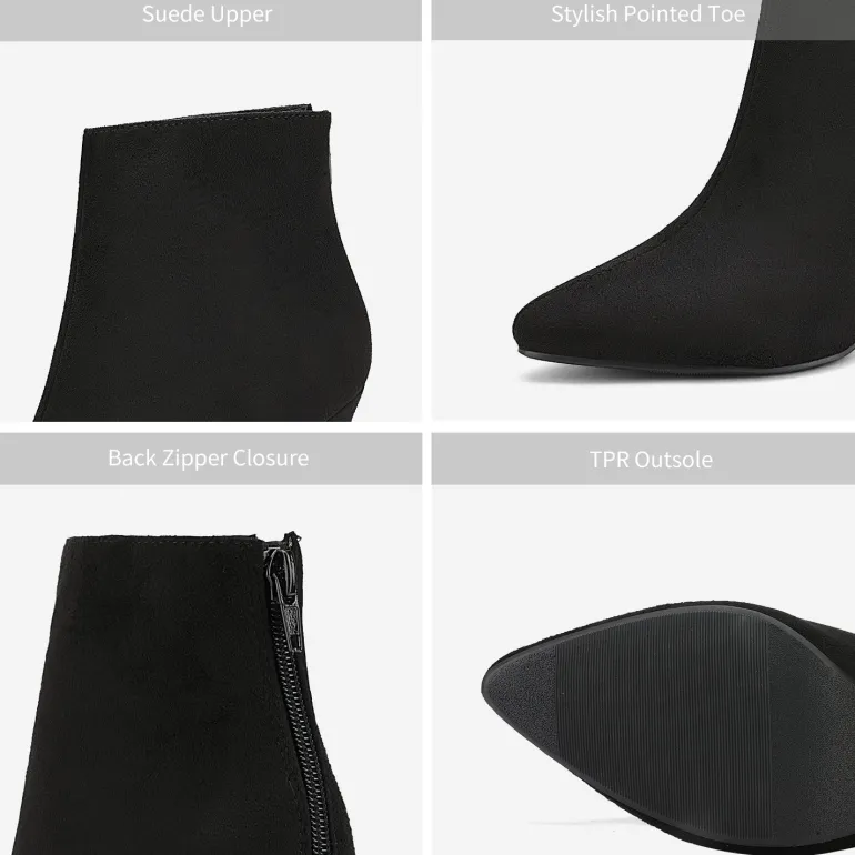 Low Heel Pointed Toe Ankle Booties