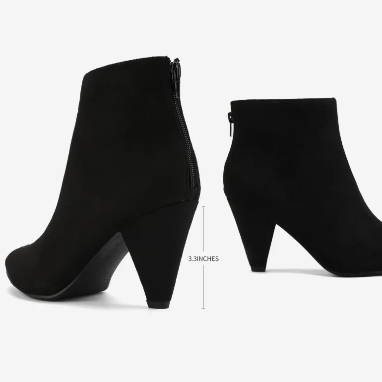Low Heel Pointed Toe Ankle Booties