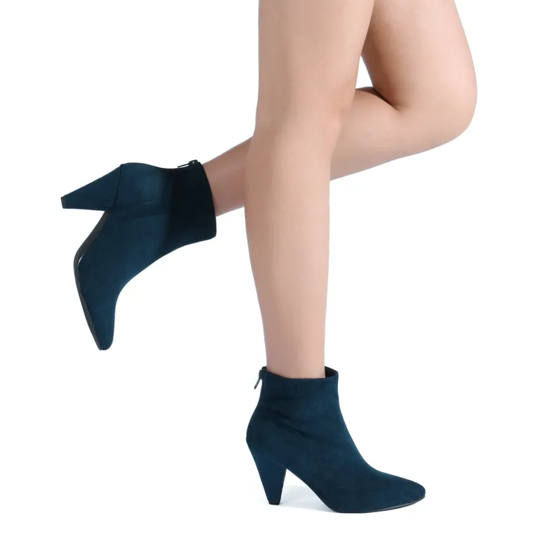 Low Heel Pointed Toe Ankle Booties