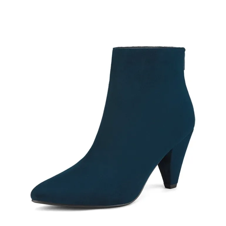 Low Heel Pointed Toe Ankle Booties