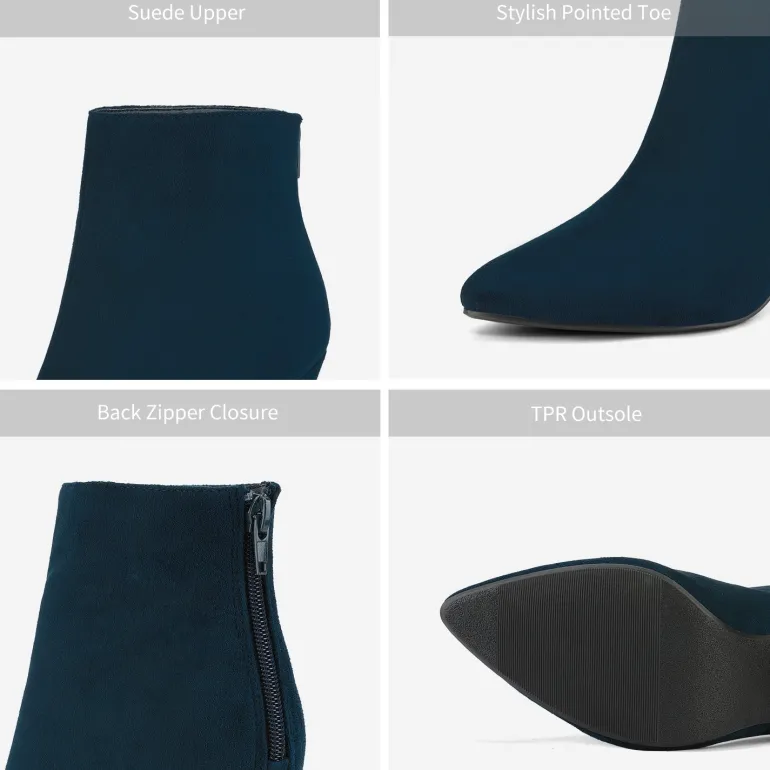 Low Heel Pointed Toe Ankle Booties