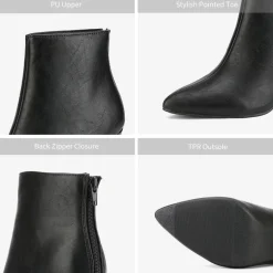 Low Heel Pointed Toe Ankle Booties