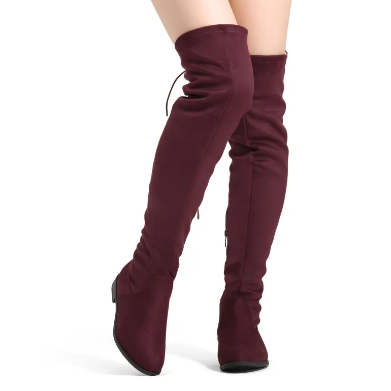 Low Heel Thigh High Boots