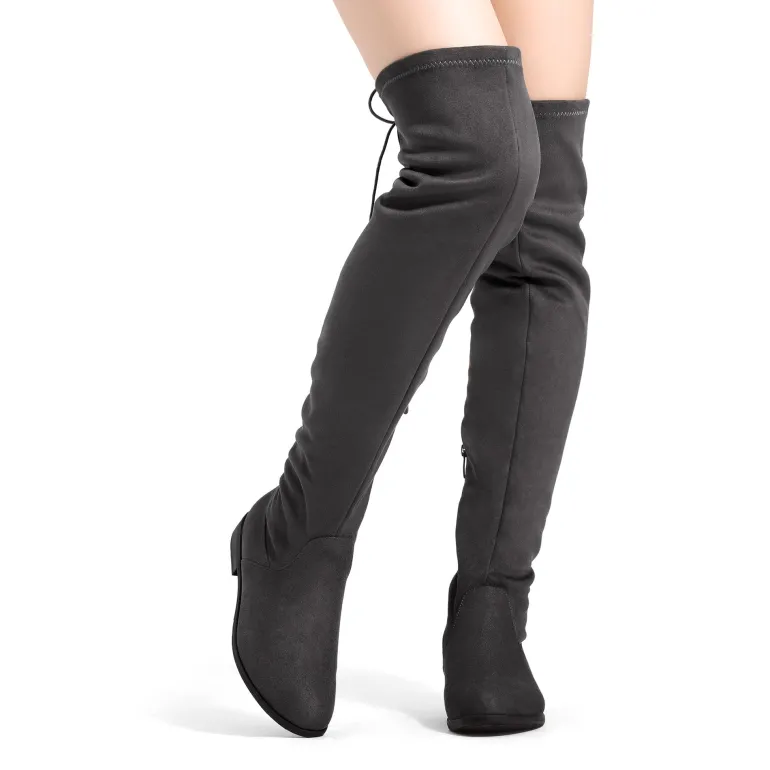 Low Heel Thigh High Boots