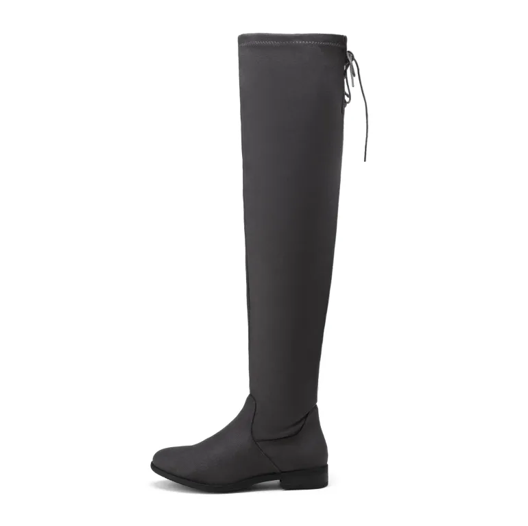 Low Heel Thigh High Boots