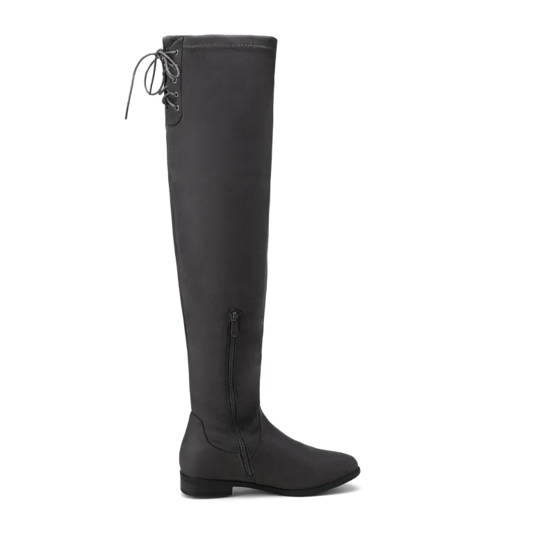 Low Heel Thigh High Boots