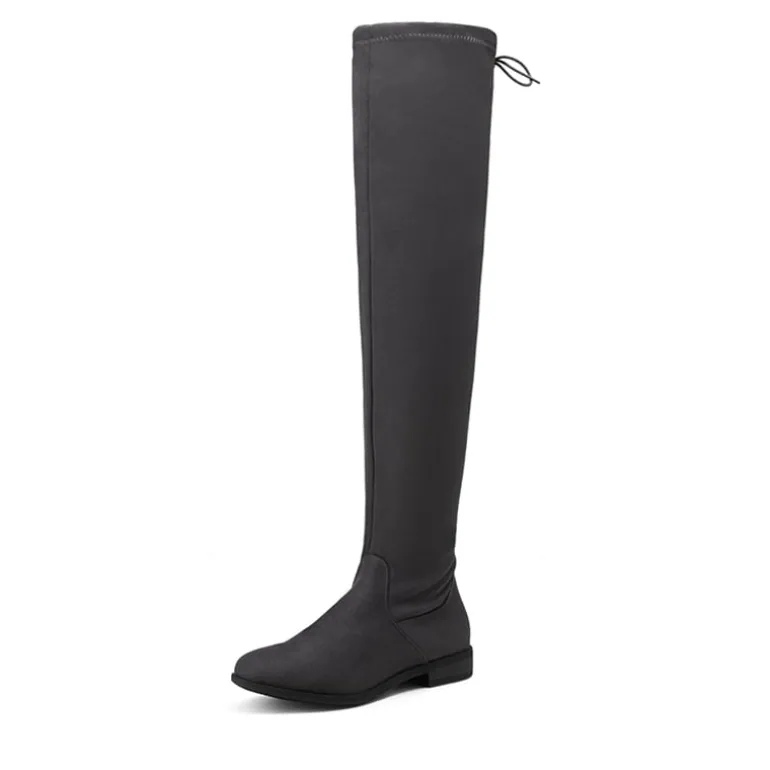 Low Heel Thigh High Boots